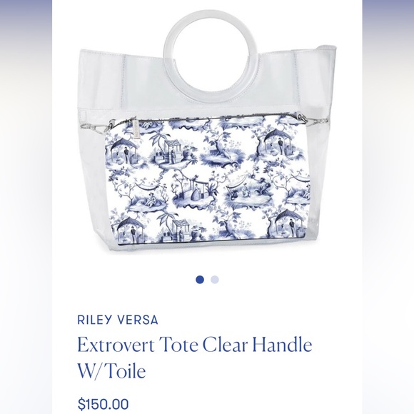 Riley Versa Blue Toile Tote with Clear Handle - Picture 1 of 1